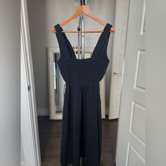 NWT Steve Madden Cotton Midi Dress Sleeveless V Neck Black Size S - Picture 6 of 7